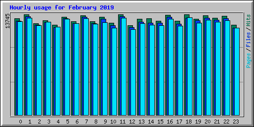 Hourly usage for February 2019
