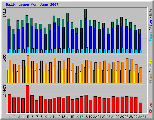 Daily usage for June 2007
