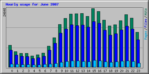 Hourly usage for June 2007