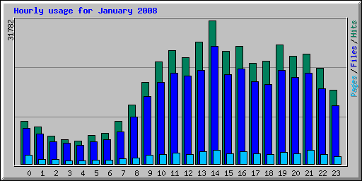 Hourly usage for January 2008